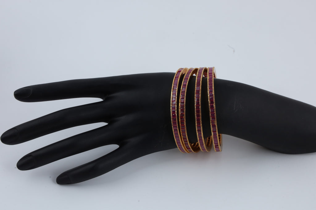 Ruby Red Gold-Plated Bangles