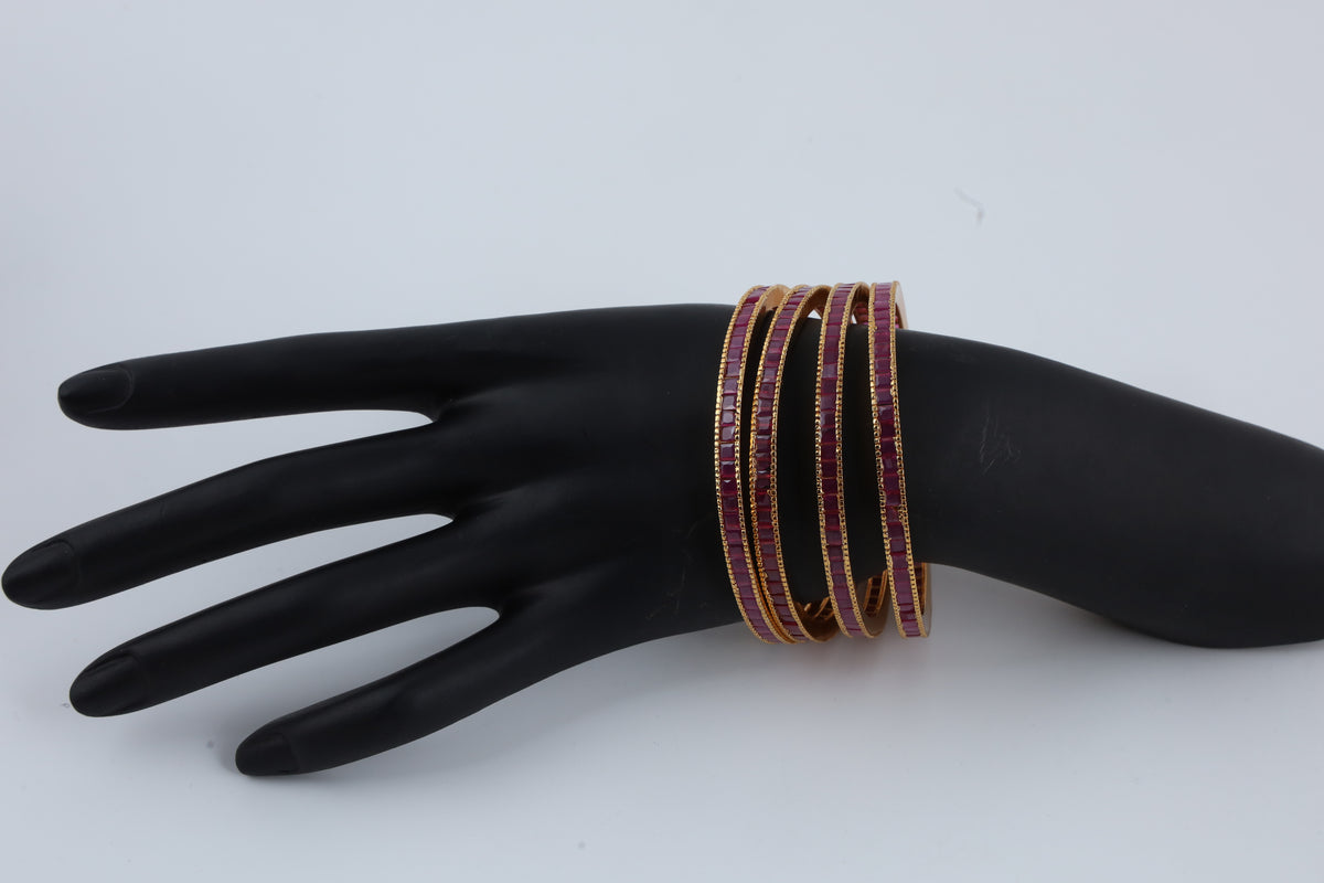 Ruby Red Gold-Plated Bangles
