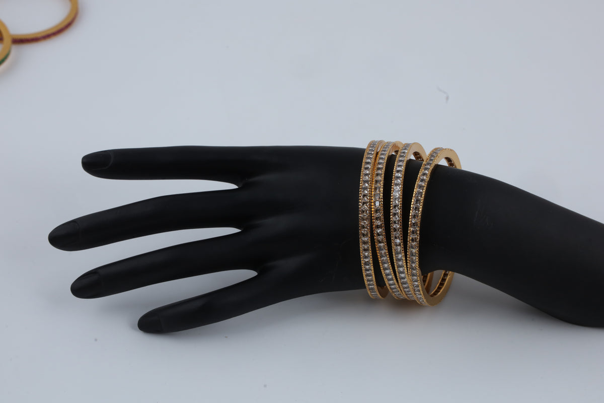 Elegant Gold-Tone Textured Bangles