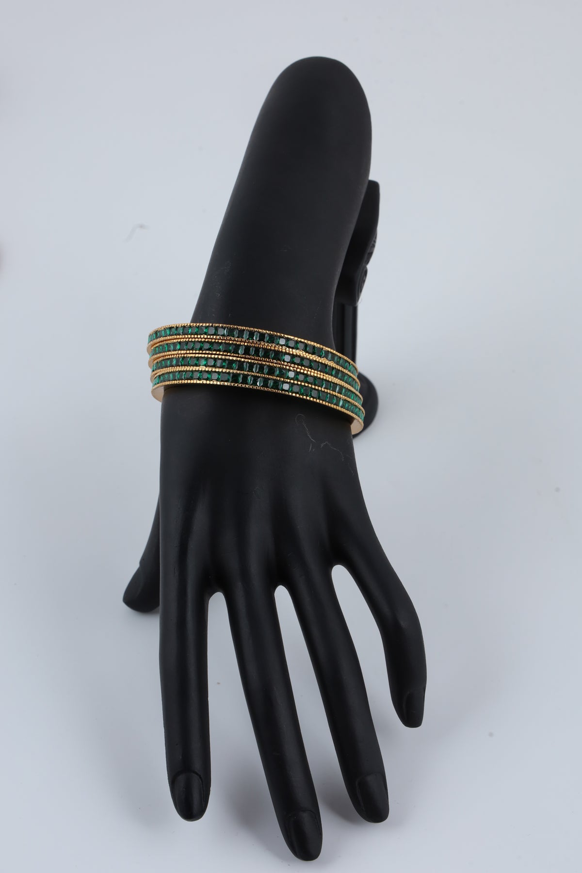 Green Stone Gold-Tone Bangles
