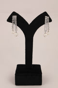 Silver Crystal Pearl Drop Earrings
