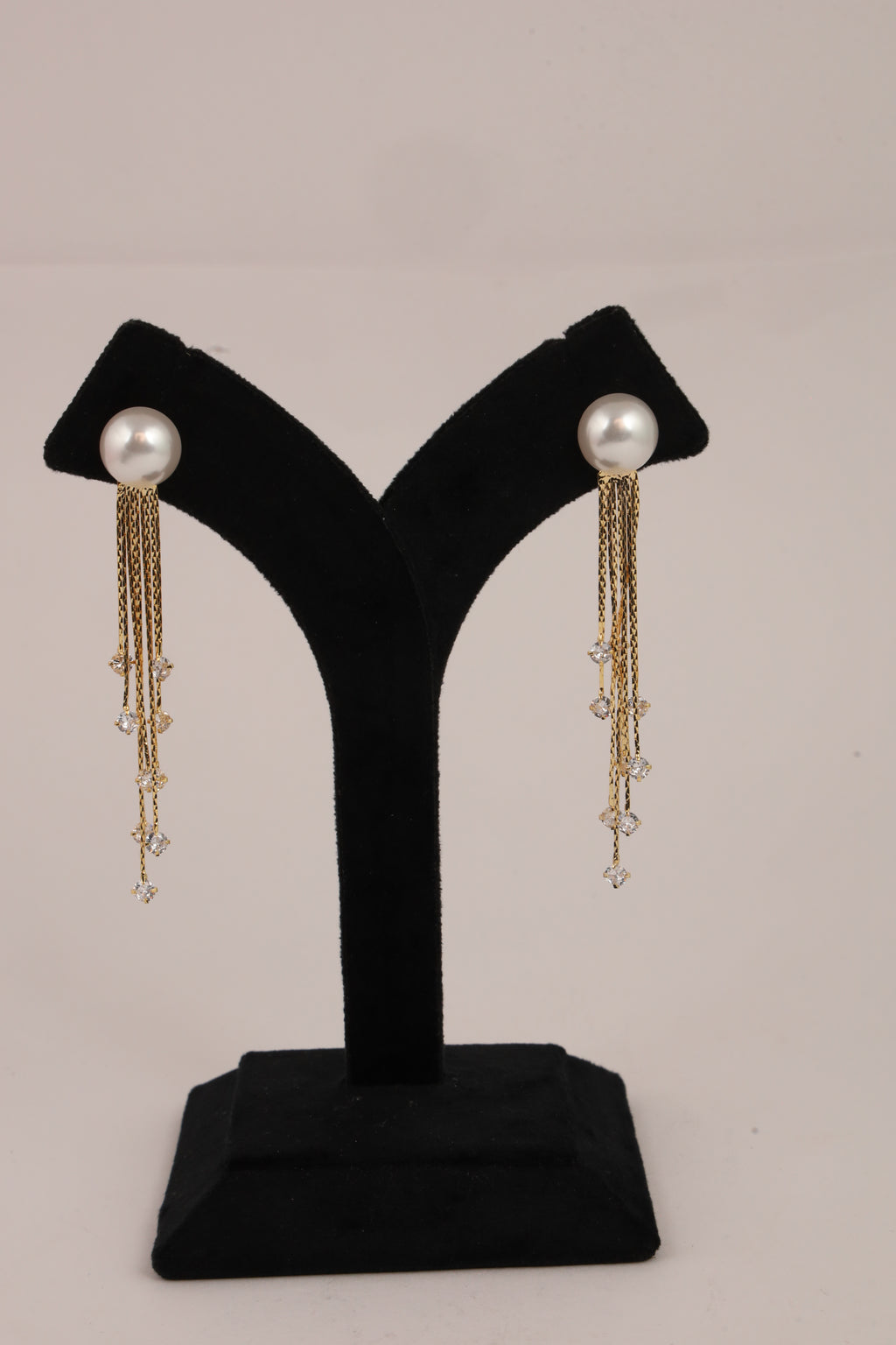 Pearl & Crystal Gold-Tone Tassel Drop Earrings