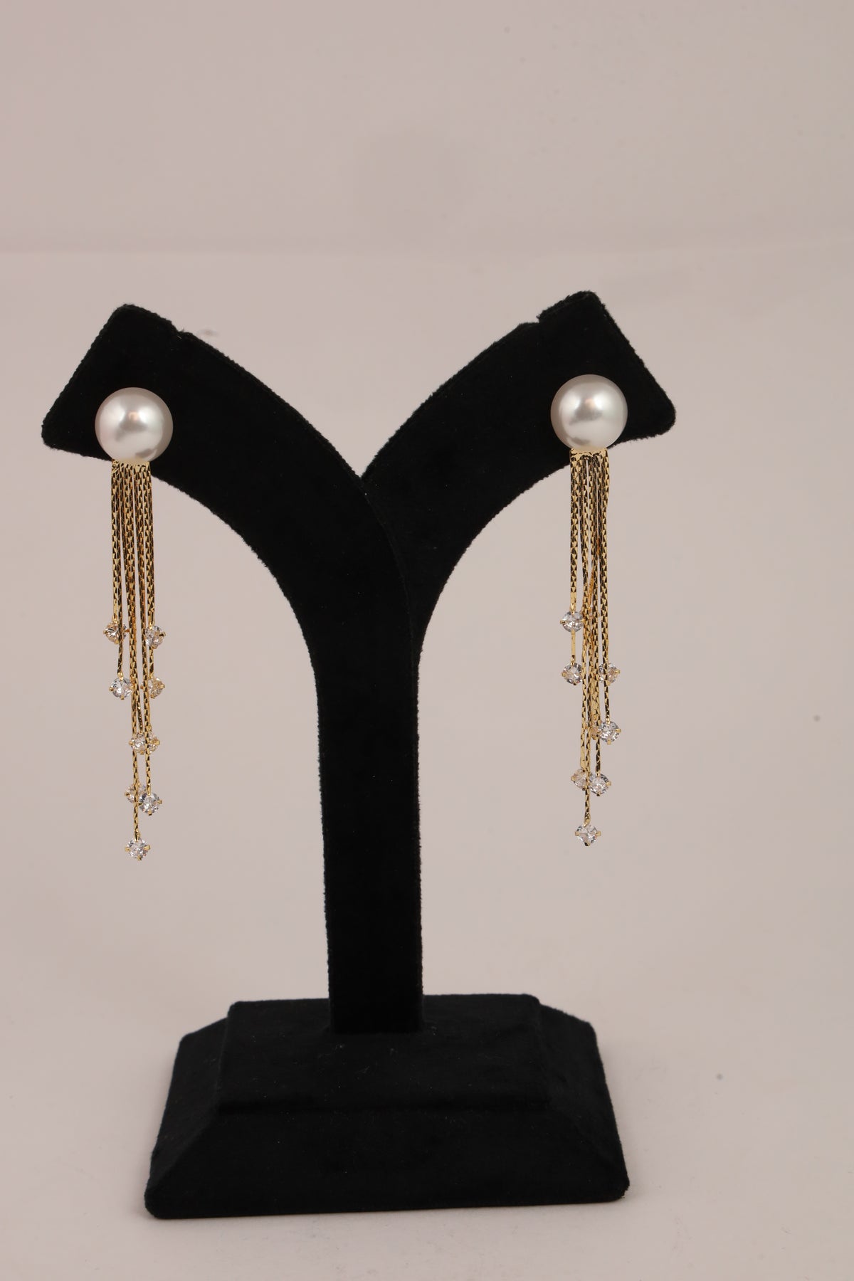 Pearl & Crystal Gold-Tone Tassel Drop Earrings