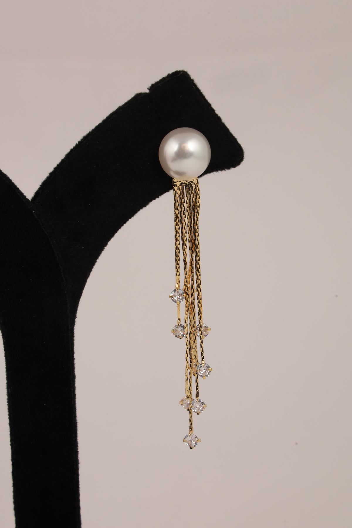 Pearl & Crystal Gold-Tone Tassel Drop Earrings