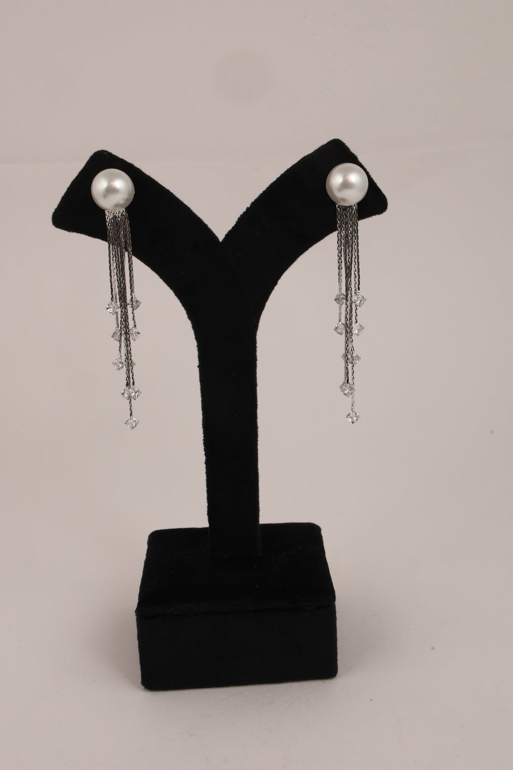 Pearl & Silver-Tone Crystal Tassel Drop Earrings