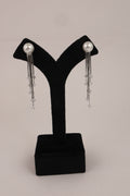 Pearl & Silver-Tone Crystal Tassel Drop Earrings