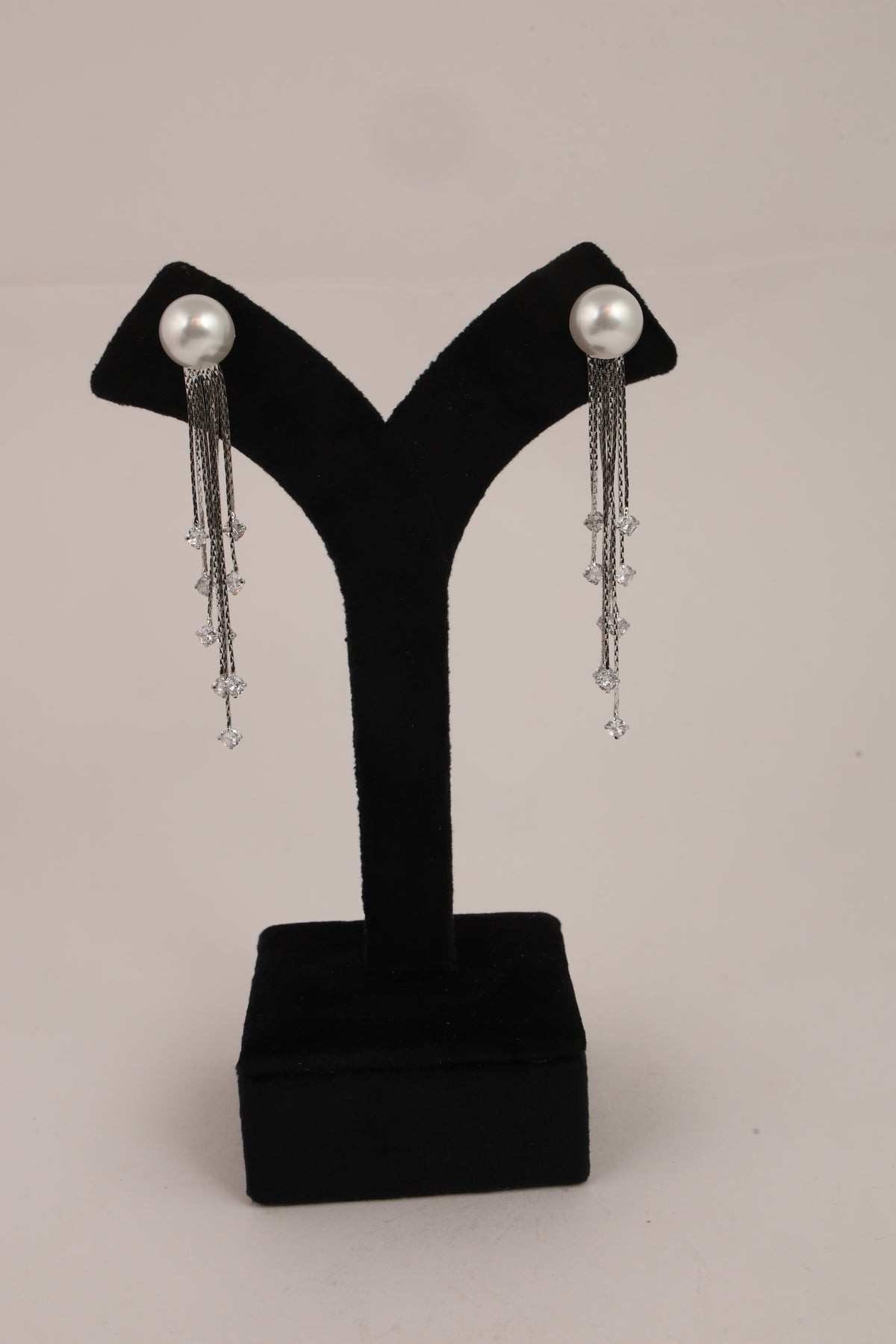 Pearl & Silver-Tone Crystal Tassel Drop Earrings