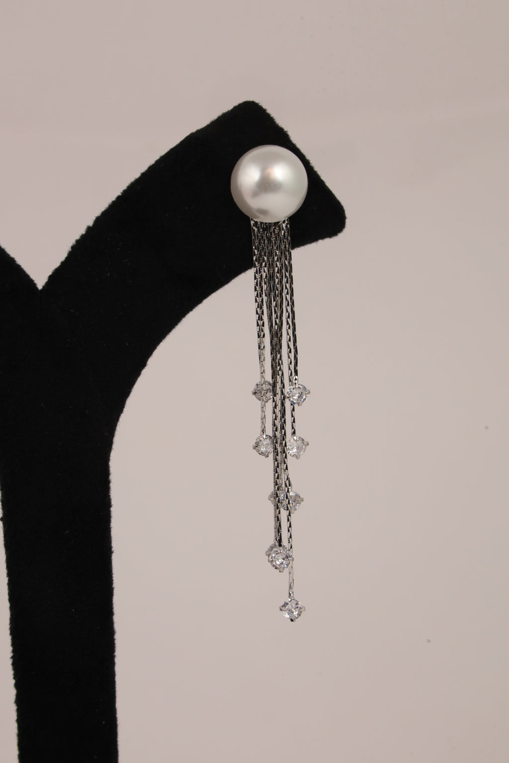 Pearl & Silver-Tone Crystal Tassel Drop Earrings