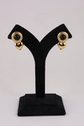 Black Onyx Heart Drop Stud Earrings