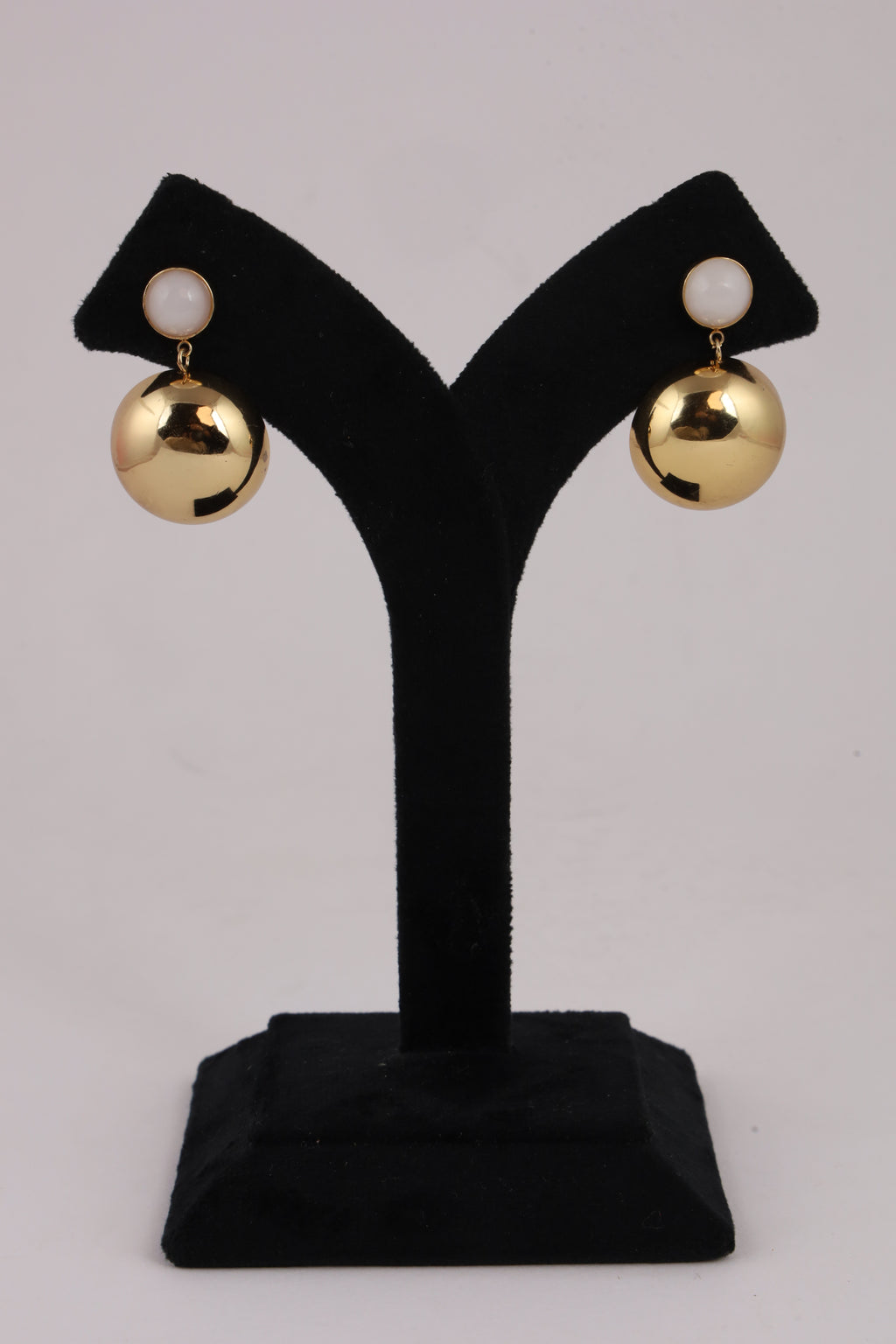 Pearl Stud Gold Ball Drop Earrings