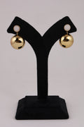 Pearl Stud Gold Ball Drop Earrings