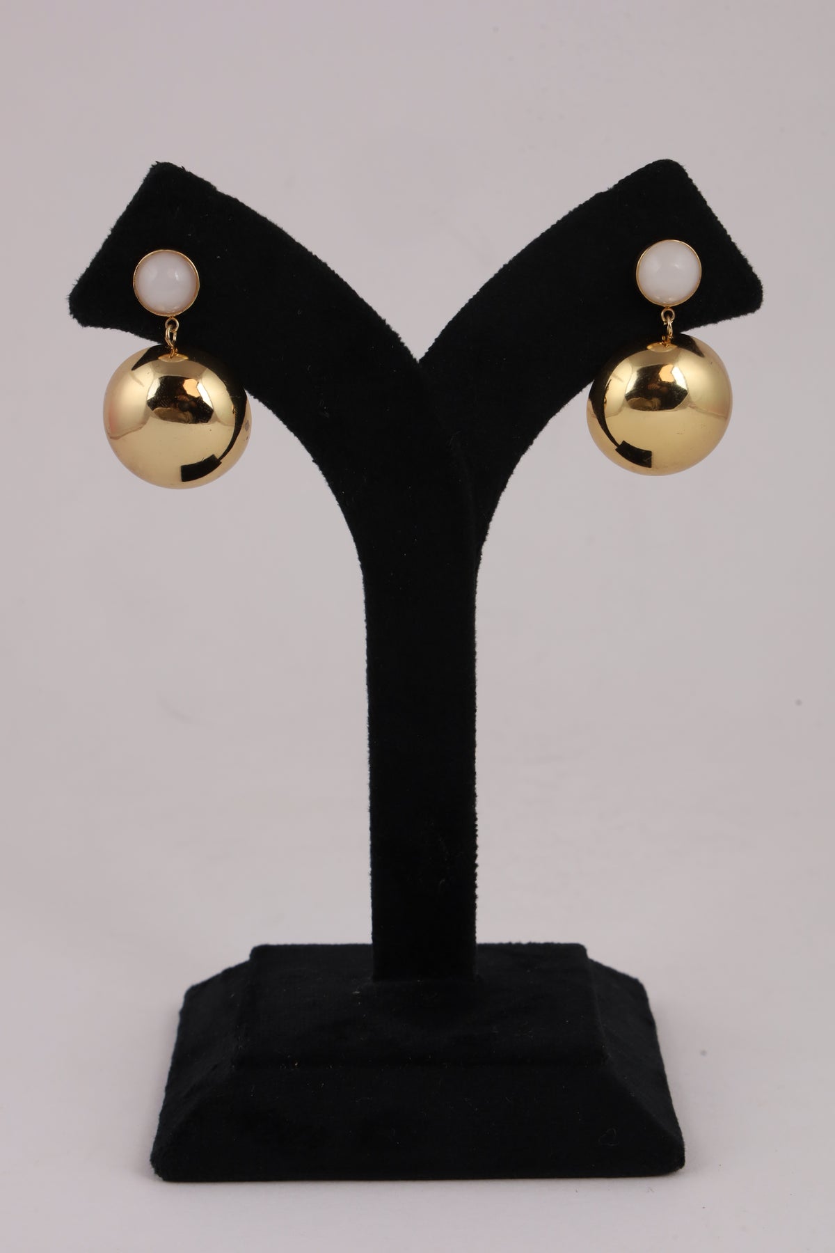 Pearl Stud Gold Ball Drop Earrings