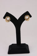Pearl Centre Gold-Tone Floral Stud Earrings