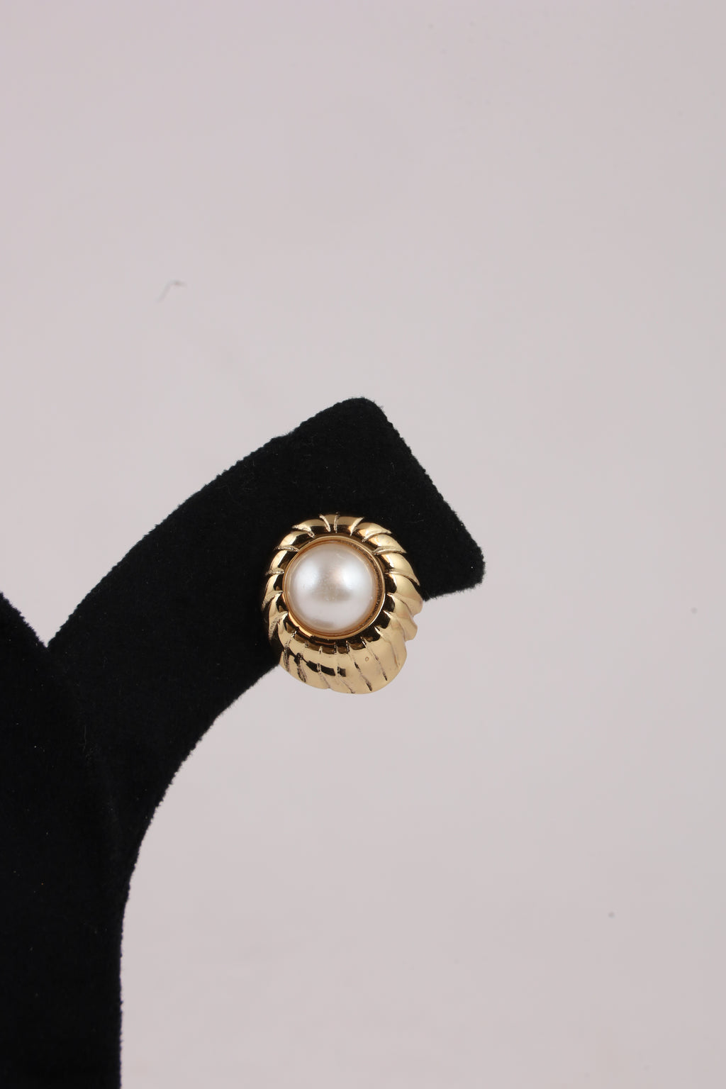 Pearl Centre Gold-Tone Floral Stud Earrings