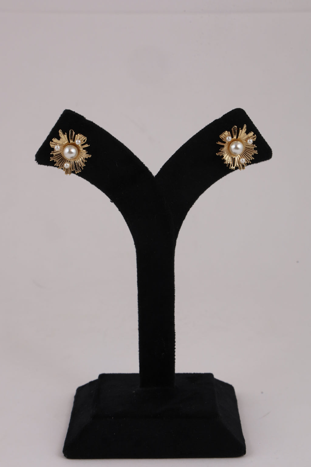 Pearl Sunburst Gold-Tone Stud Earrings