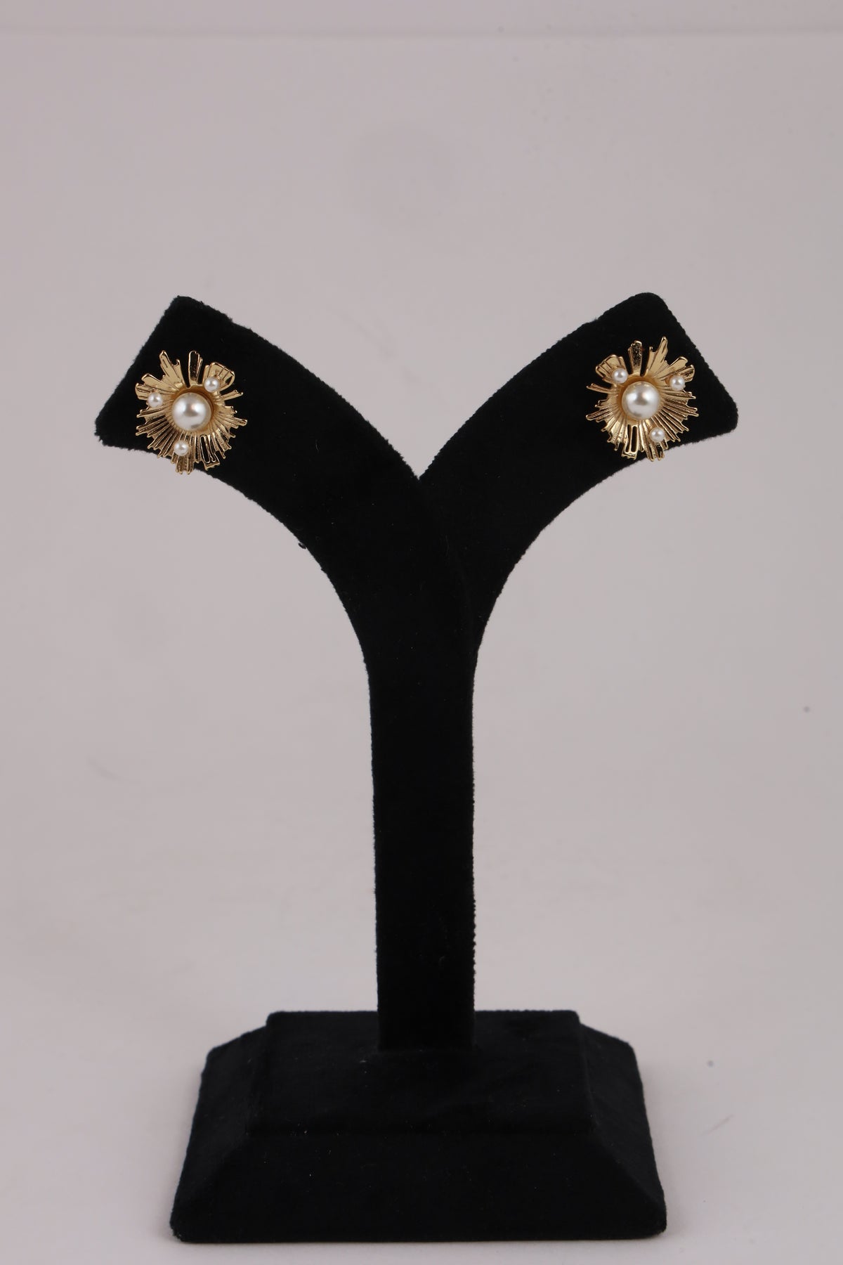 Pearl Sunburst Gold-Tone Stud Earrings