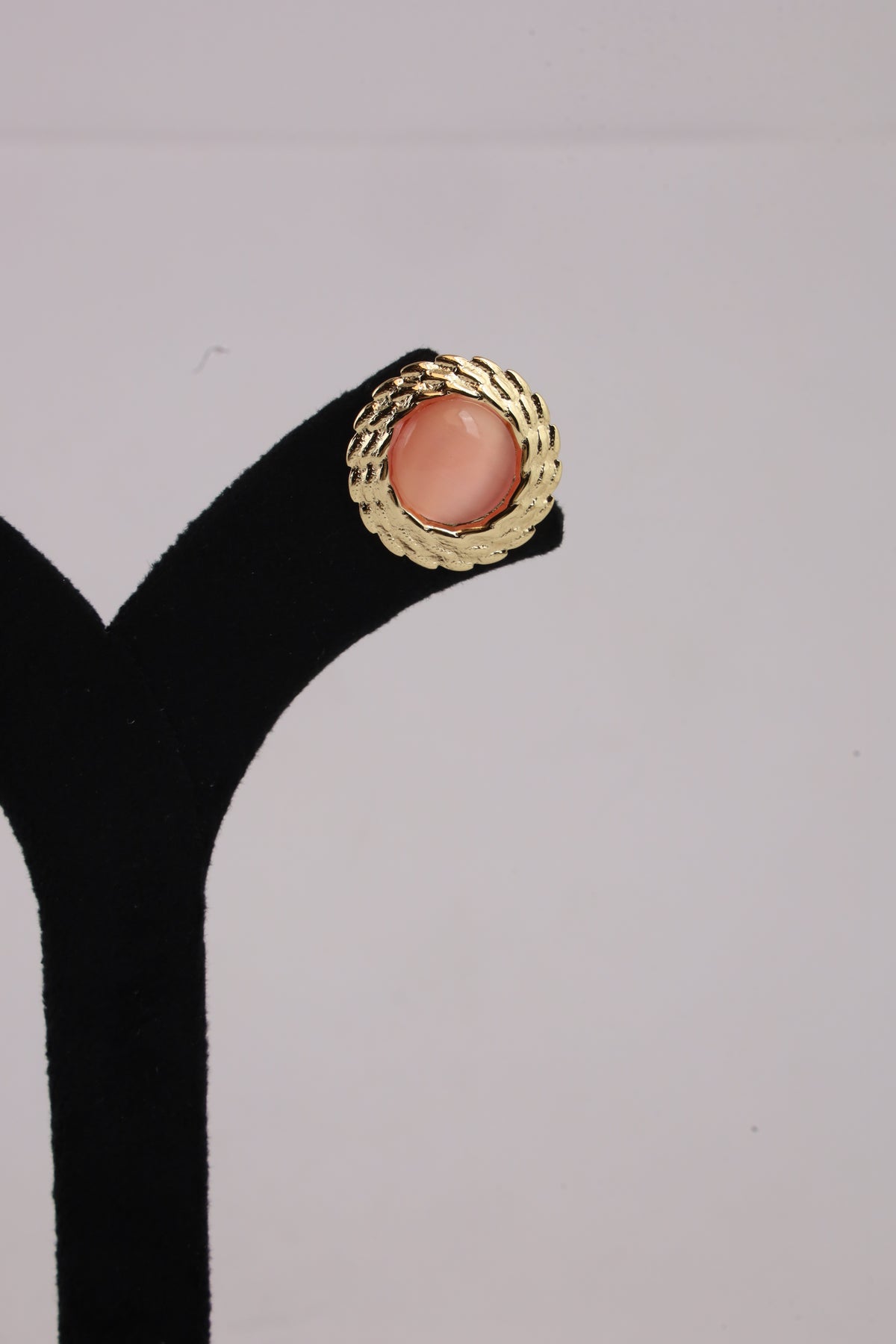 Peach Stone Gold-Tone Rope Stud Earrings