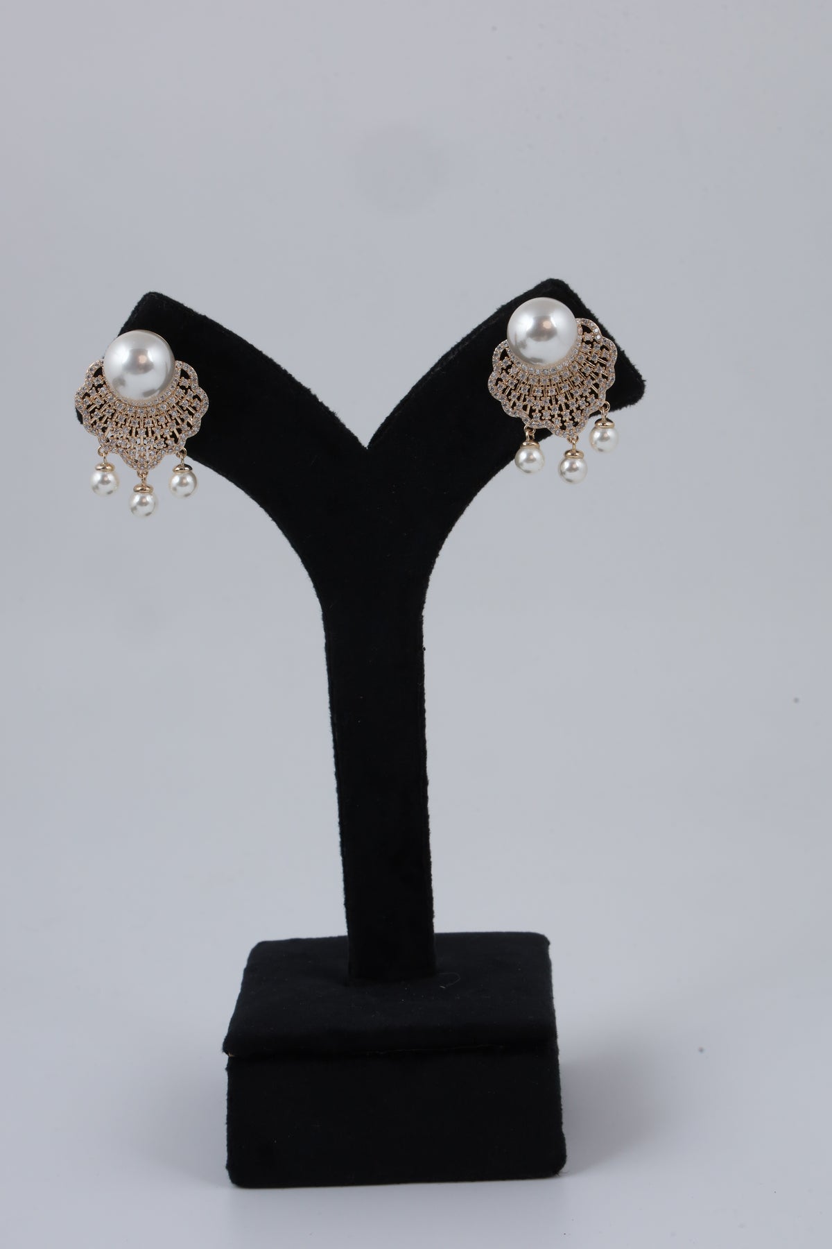 Pearl Filigree Gold-Tone Dangle Earrings