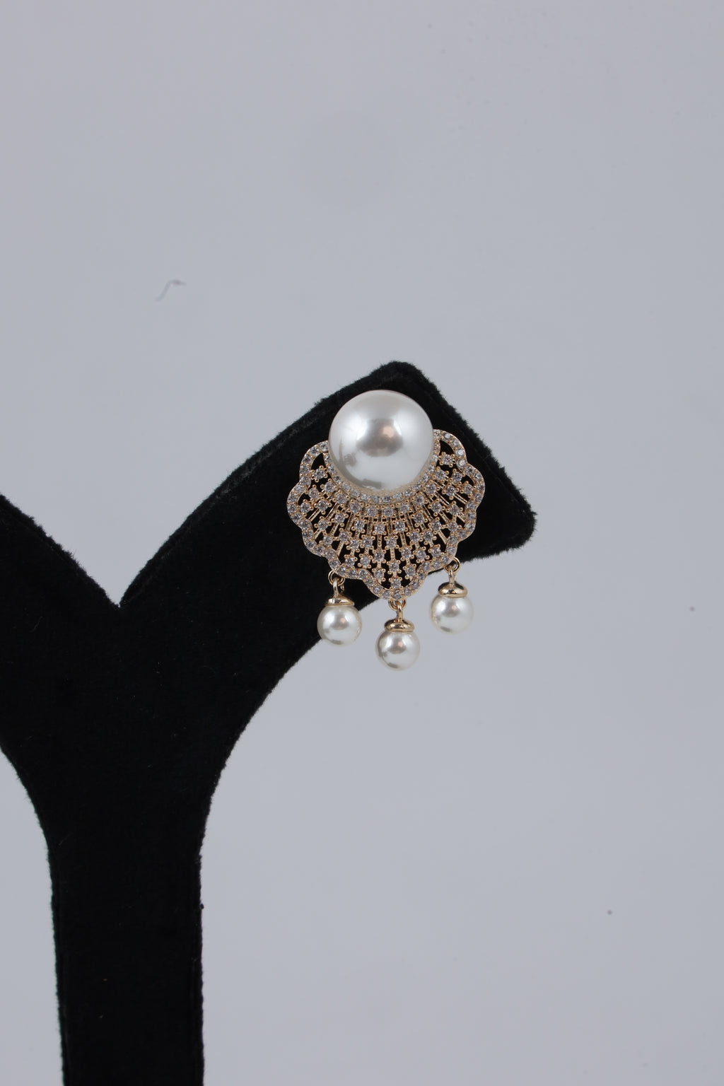 Pearl Filigree Gold-Tone Dangle Earrings