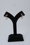 Pink Teardrop Bird-Inspired Gold-Tone Drop Earrings