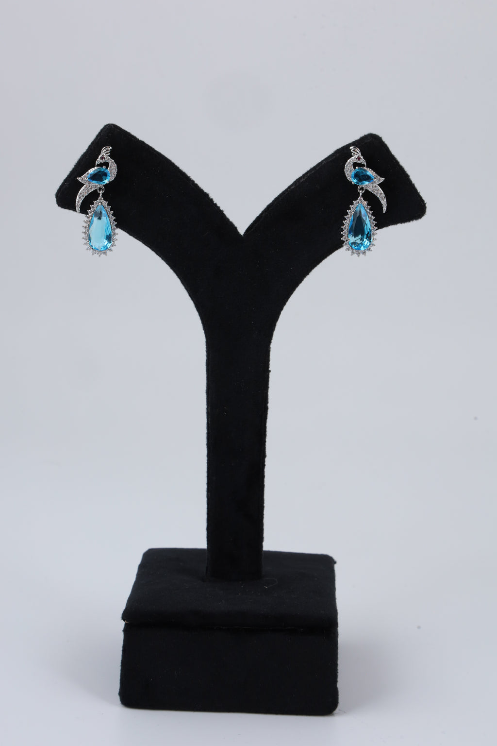 Blue Teardrop Bird-Inspired Silver-Tone Drop Earrings – Chakai137