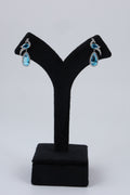 Blue Teardrop Bird-Inspired Silver-Tone Drop Earrings