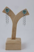 Aqua Heart Crystal Drop Earrings