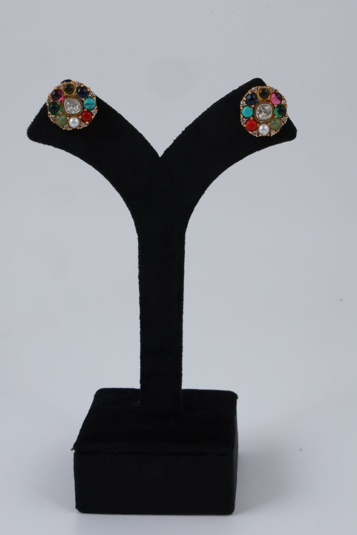 Floral Gemstone Stud Earrings for Women
