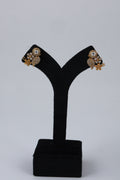 Gold-Tone Floral Crystal Leaf Stud Earrings