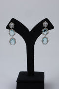 Aqua Blue Triple Crystal Drop Earrings