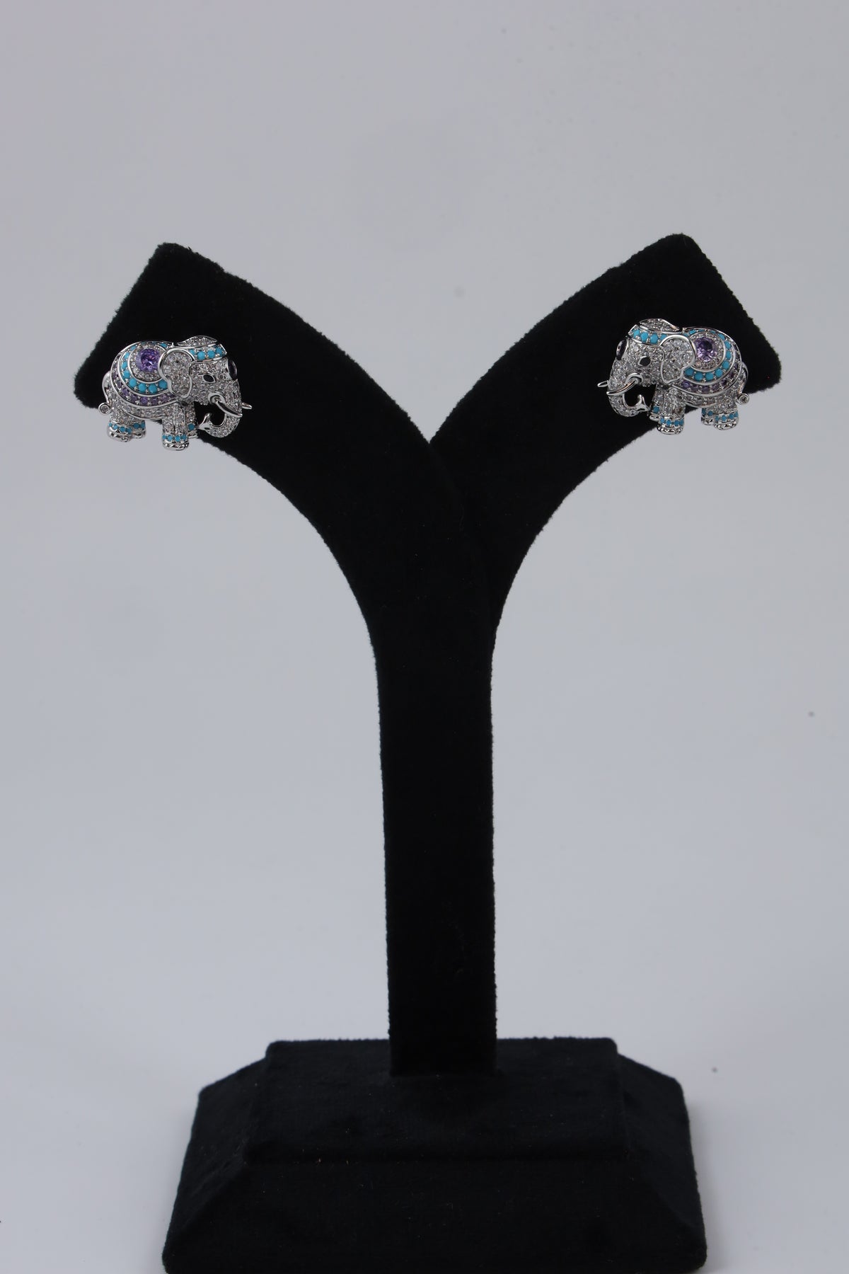 Aqua Blue Triple Crystal Drop Earrings