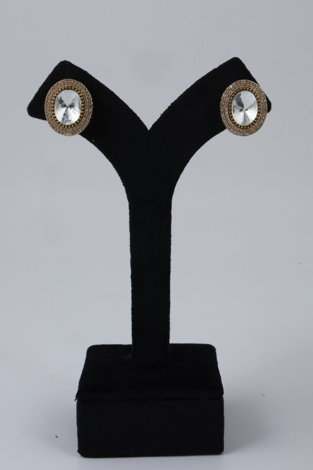 Oval Crystal Halo Stud Earrings