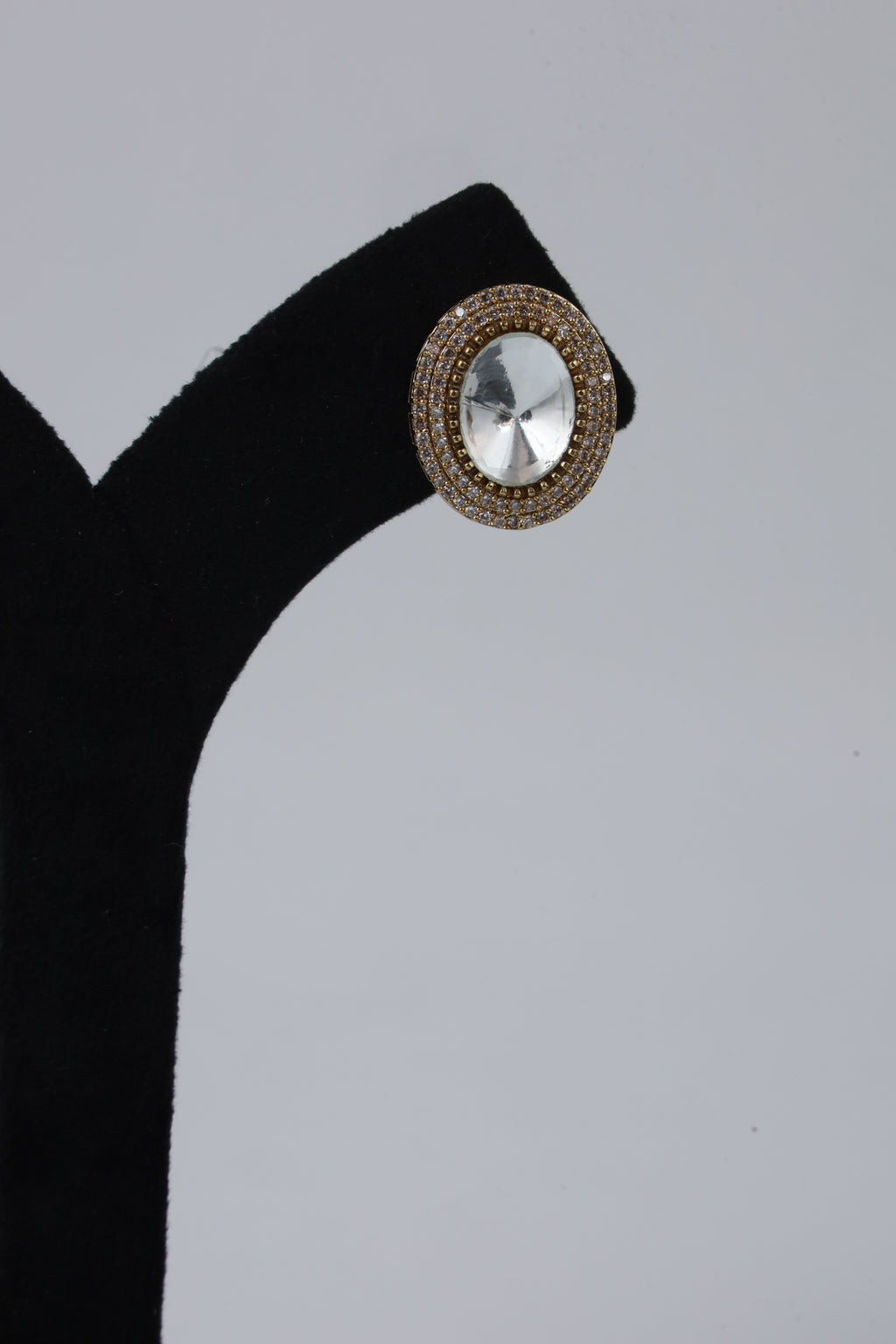 Oval Crystal Halo Stud Earrings