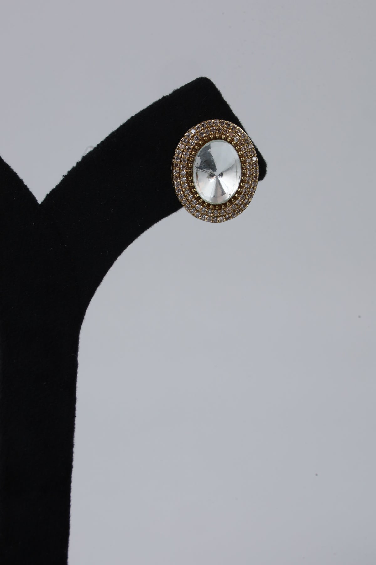 Oval Crystal Halo Stud Earrings