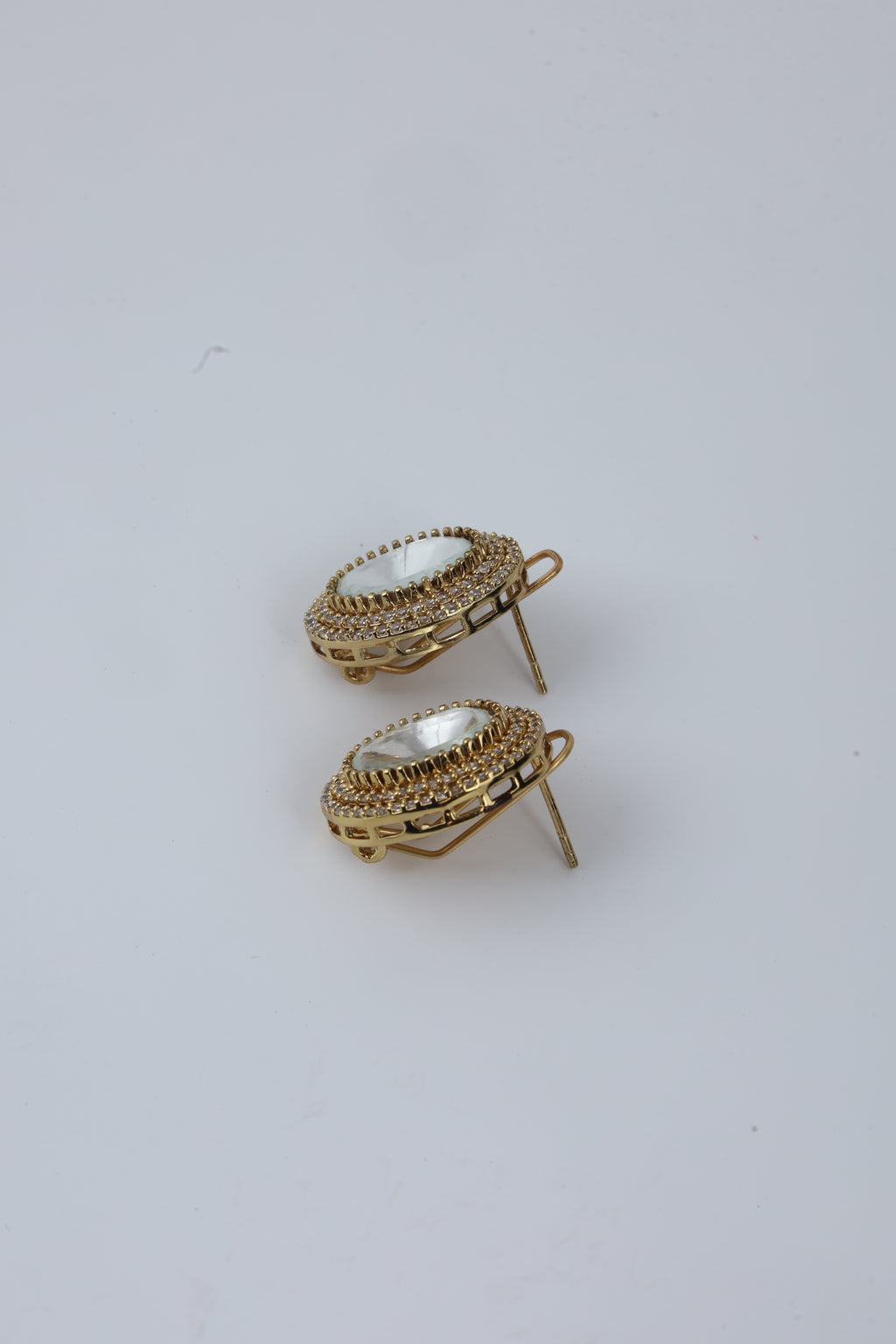 Oval Crystal Halo Stud Earrings