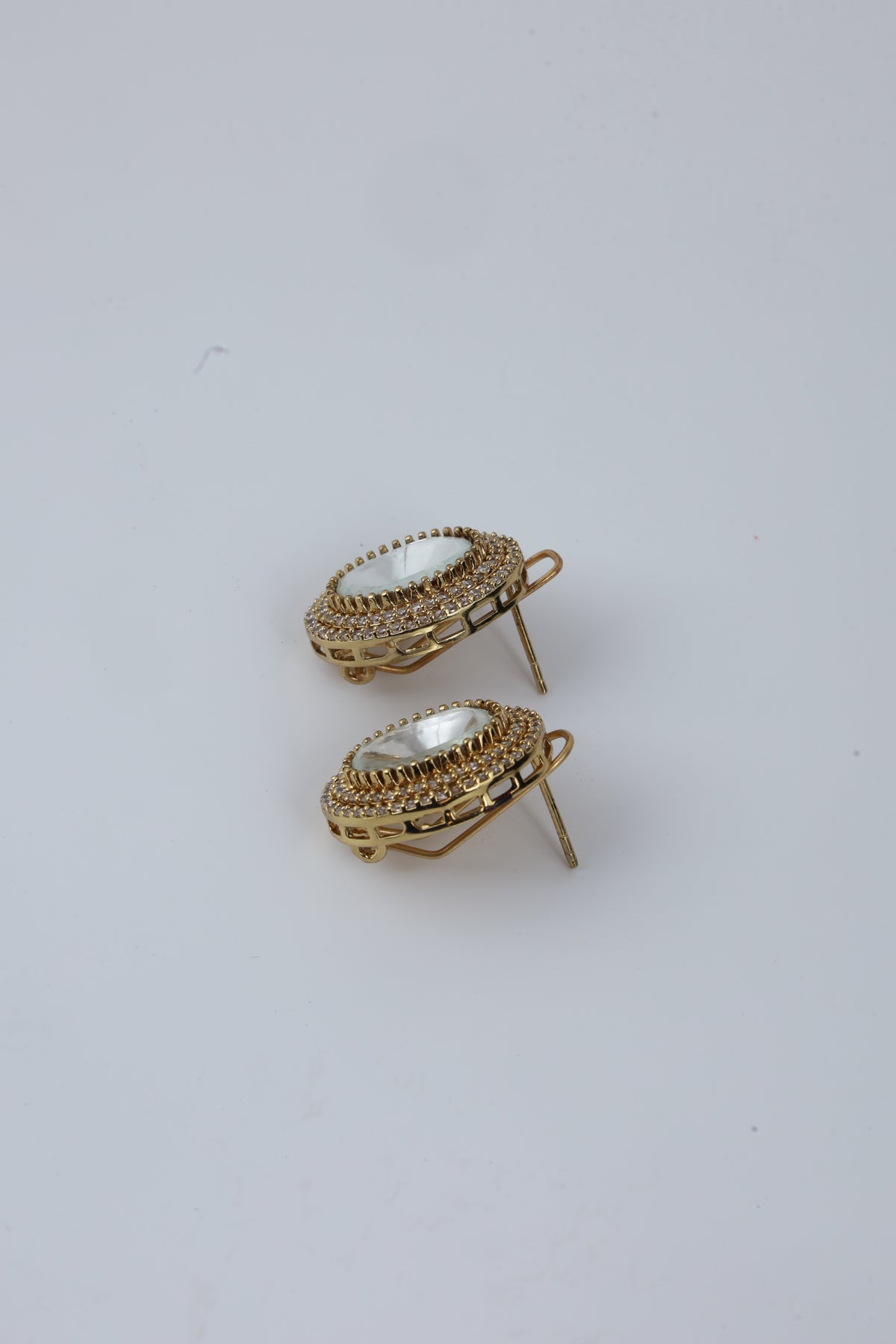 Oval Crystal Halo Stud Earrings