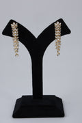 Gold-Tone Crystal Leaf Drop Earrings
