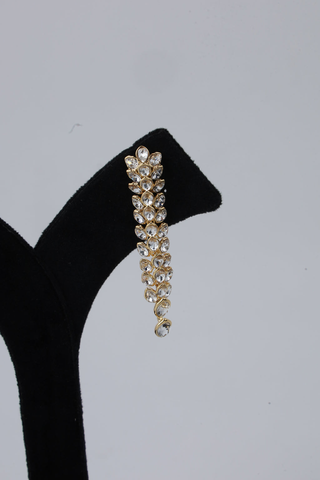 Gold-Tone Crystal Leaf Drop Earrings