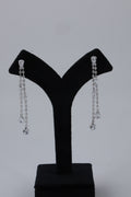 Silver-Tone Crystal Chain Drop Earrings