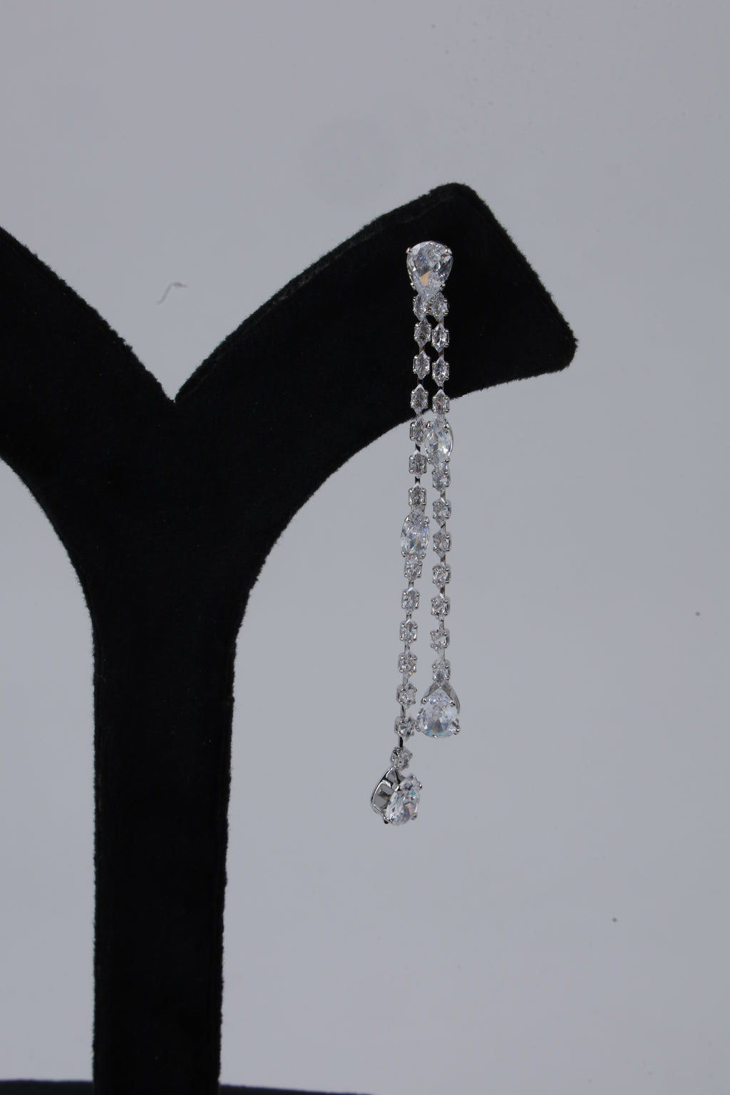 Silver-Tone Crystal Chain Drop Earrings