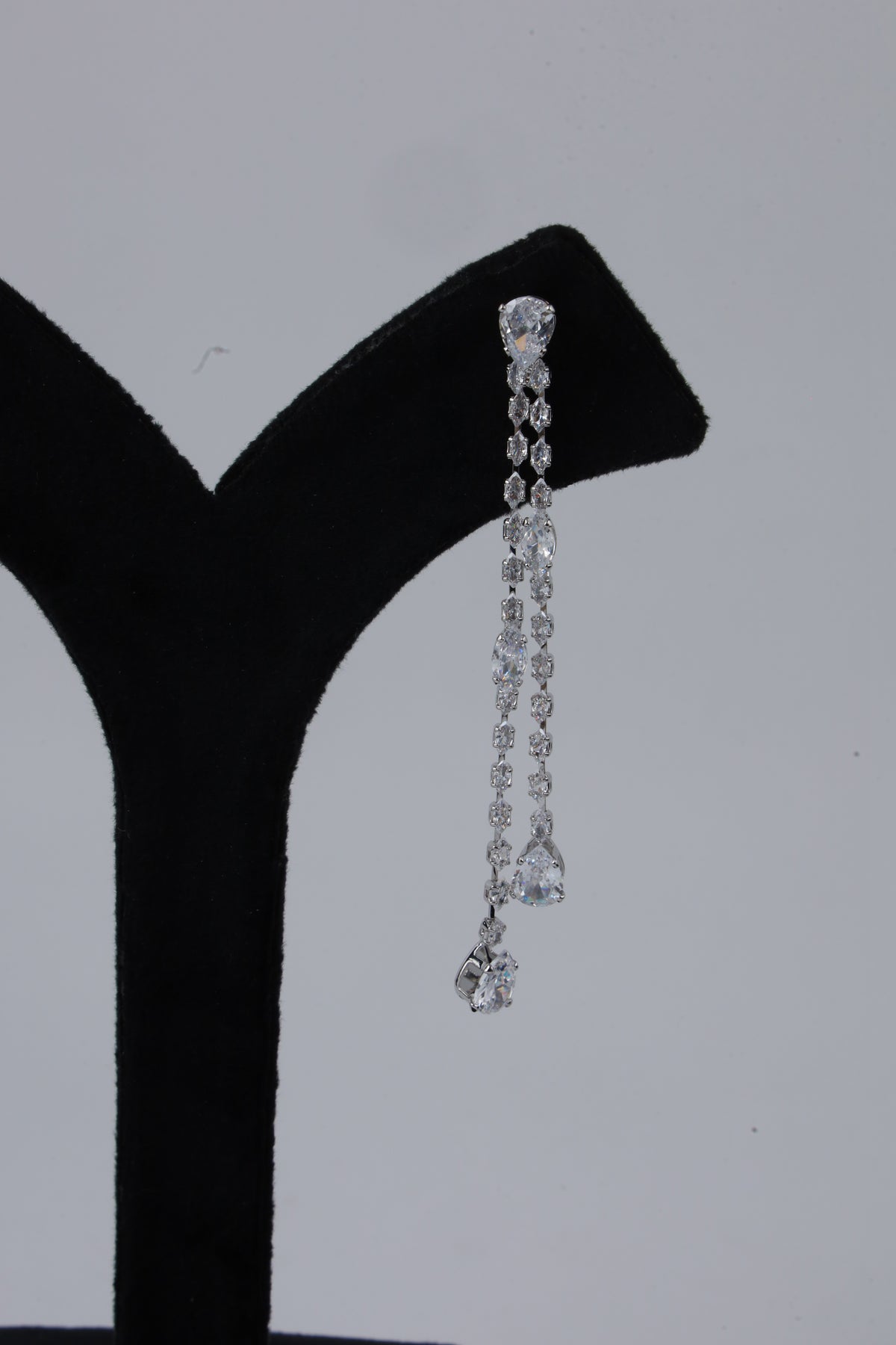 Silver-Tone Crystal Chain Drop Earrings