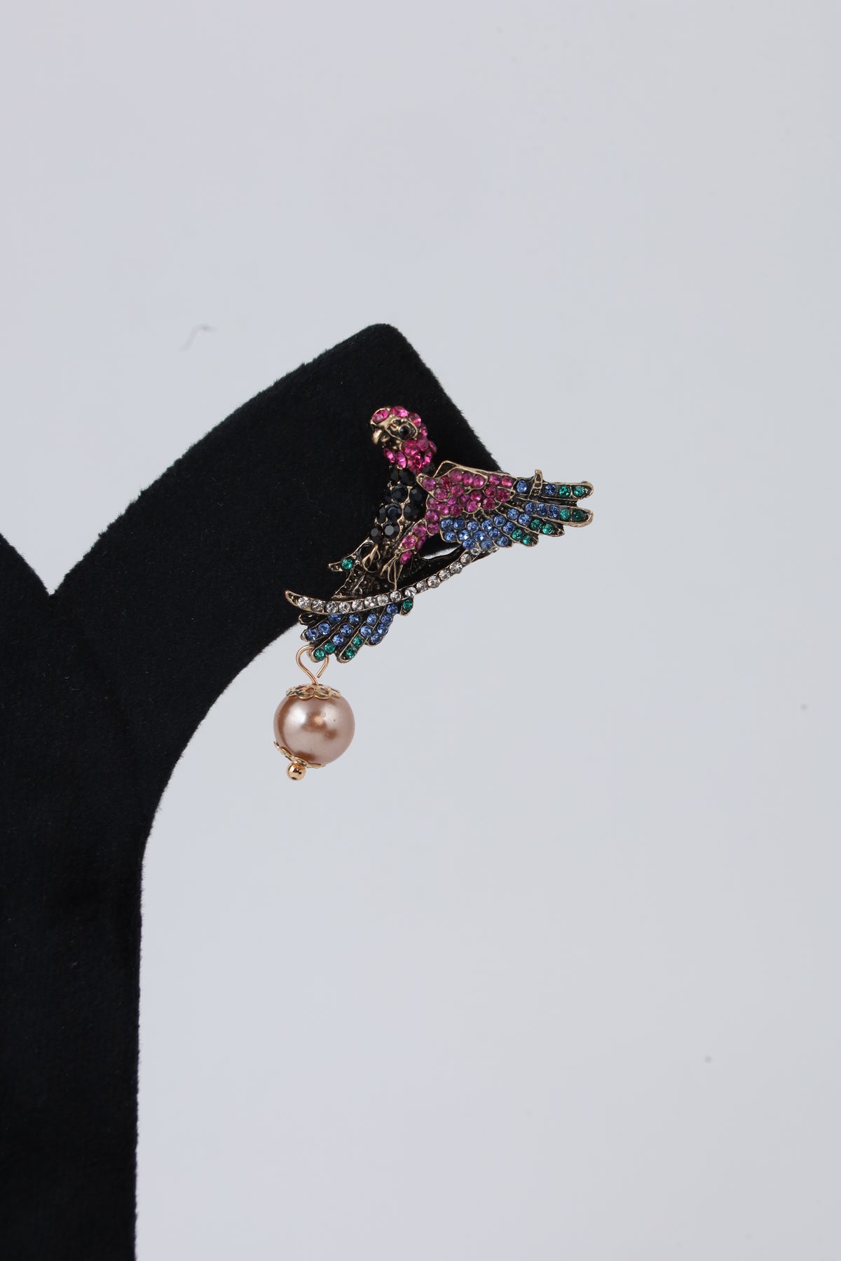 Multicolour Crystal Bird Pearl Drop Earrings
