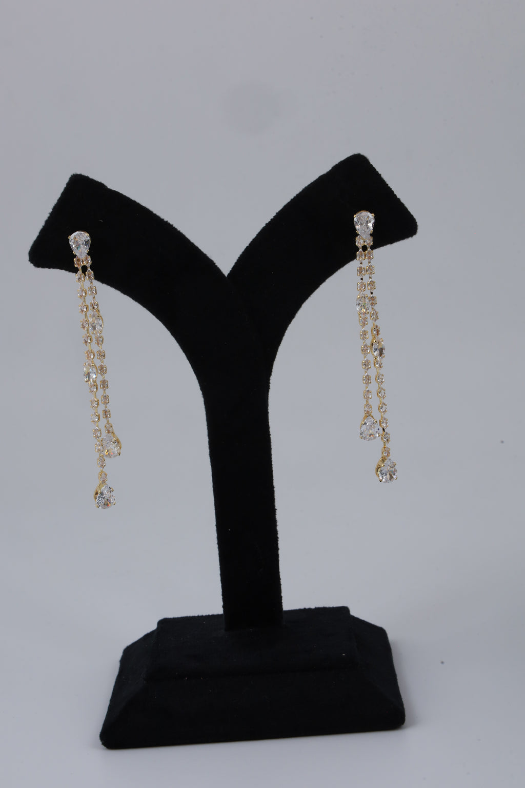 Gold-Tone Crystal Chain Drop Earrings