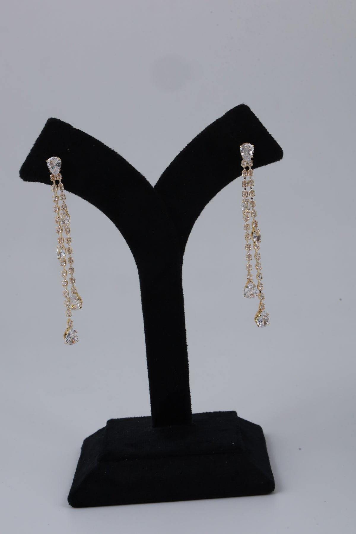 Gold-Tone Crystal Chain Drop Earrings