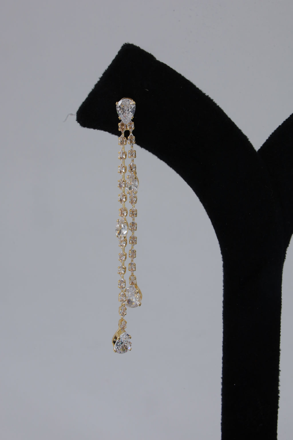 Gold-Tone Crystal Chain Drop Earrings