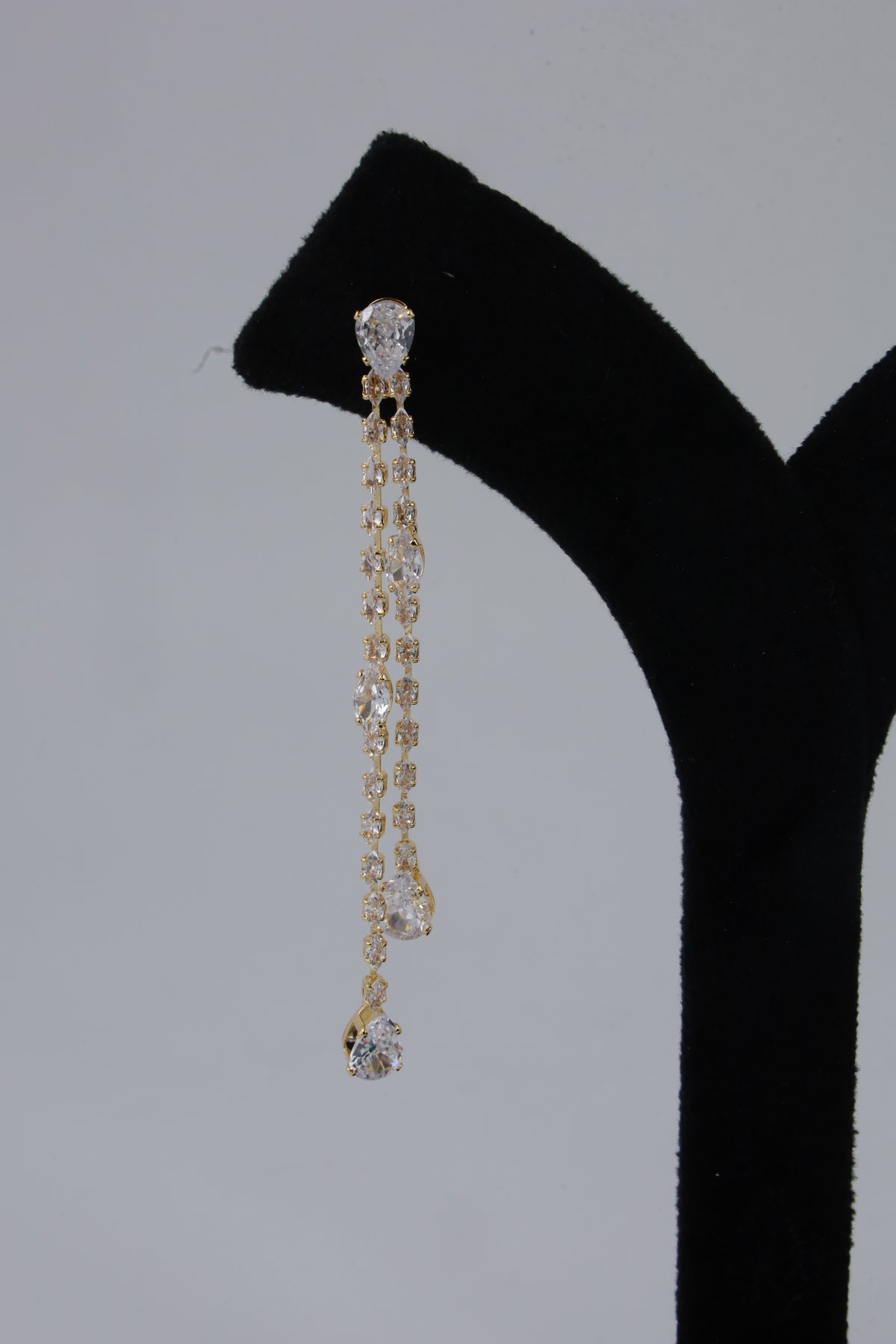 Gold-Tone Crystal Chain Drop Earrings