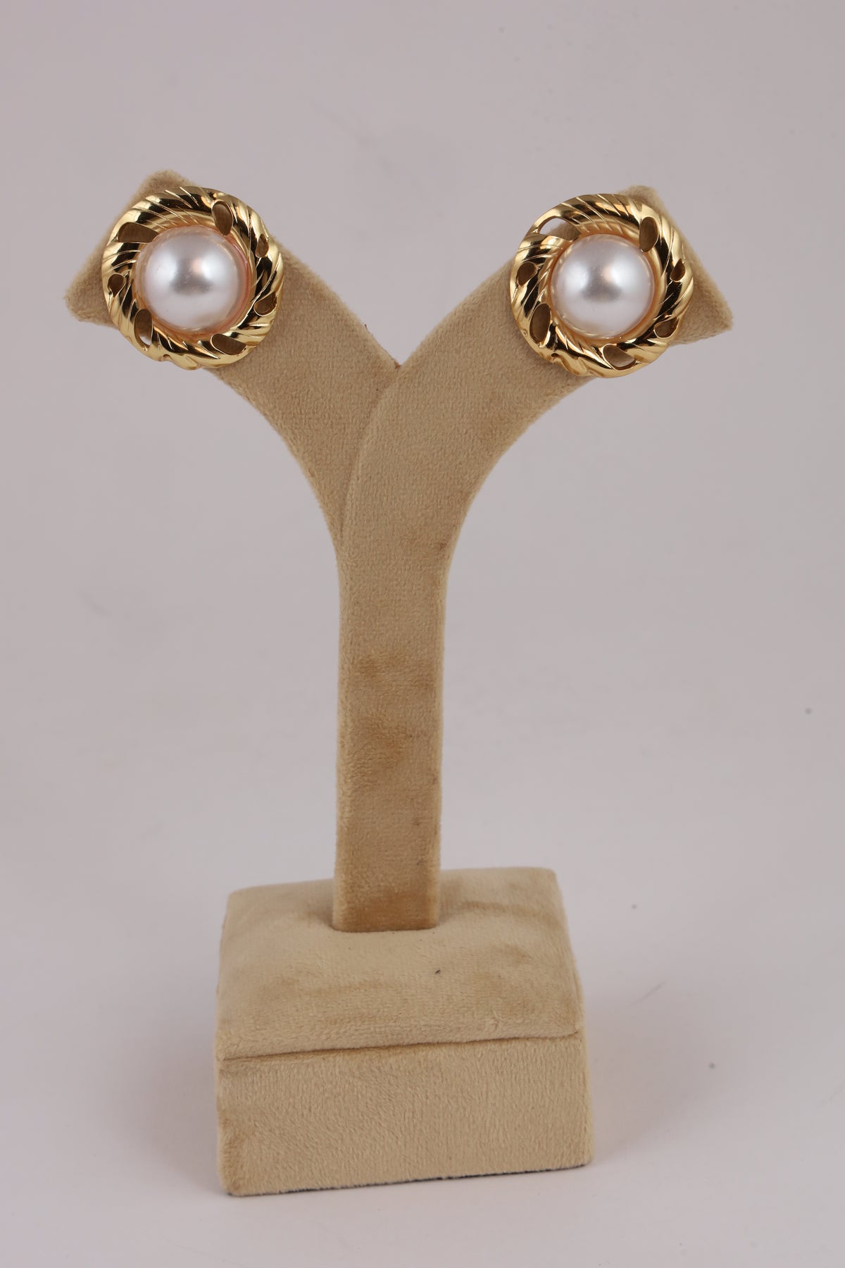 Gold-Tone Pearl Twist Stud Earrings