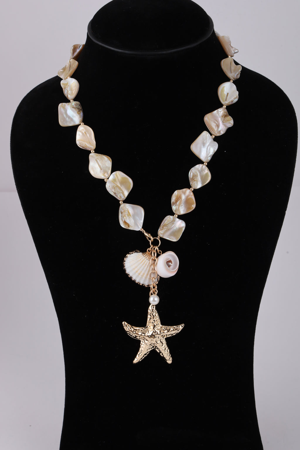 Coastal Pearl Shell Necklace with Starfish Pendant