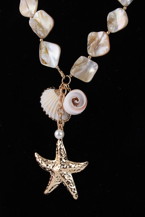 Coastal Pearl Shell Necklace with Starfish Pendant