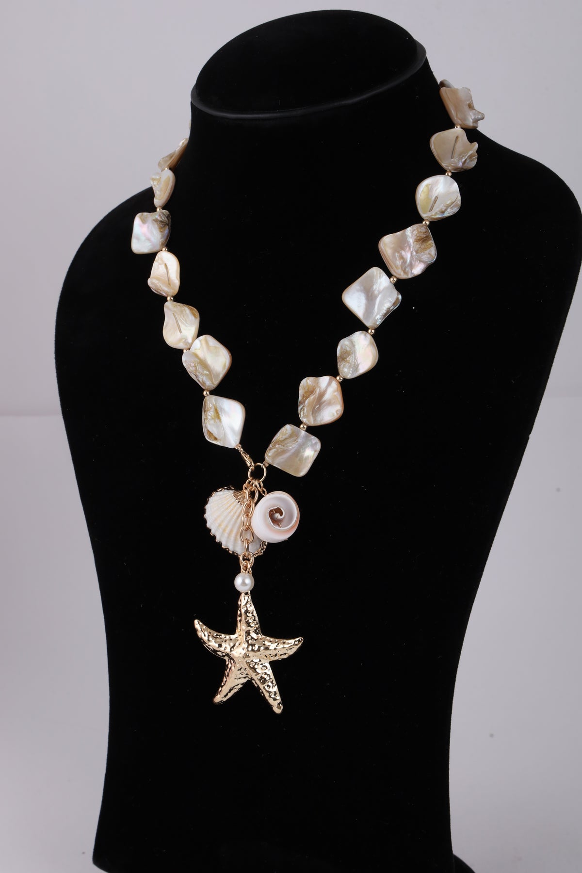 Coastal Pearl Shell Necklace with Starfish Pendant